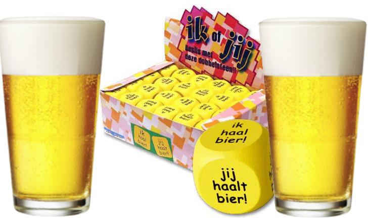 Wie haalt bier dobbelsteen